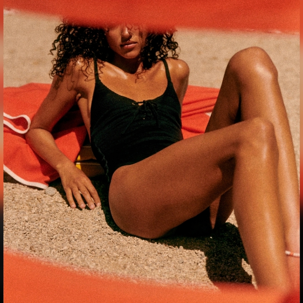 Sezane X YSE- Vague D'amour Black One Piece Swimsuit